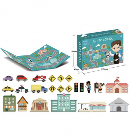 Jocuri si Jucarii - Puzzle magnetic Drumul spre scoala, 23 piese