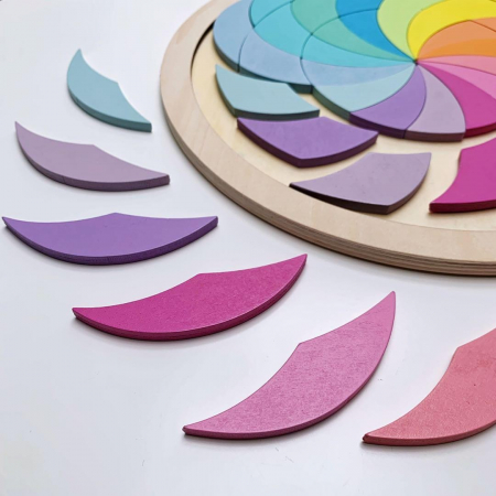 Puzzle Montessori lemn spirala Rainbow Circle [4]