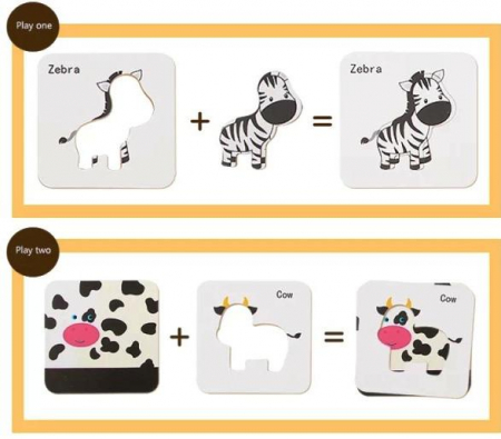 Puzzle si sabloane Animalele salbatice - Ghici cine sunt?, in cutie metalica [4]