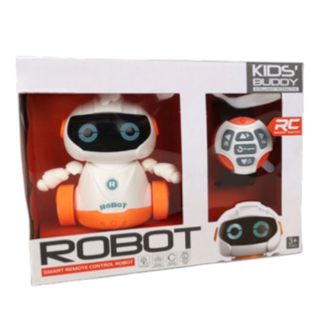 Robot inteligent cu roti, cu telecomanda tip ceas, robot de programare, alb [5]