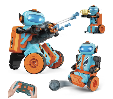 Jocuri si Jucarii - Robot educational STEM 3 in 1 cu telecomanda 2.4 GHz si programare, 220 piese, 8 ani+