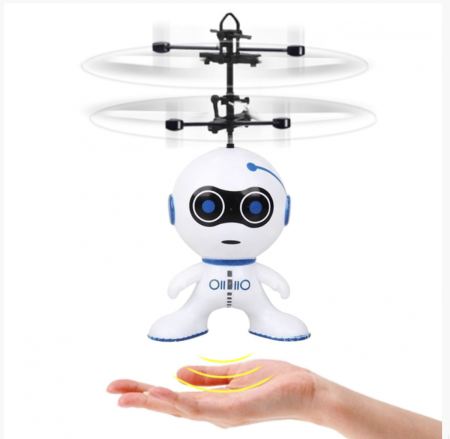 Jocuri si Jucarii - Robot Zburator Interactiv Cu Senzor De Inductie, tip elicopter, Incarcare USB
