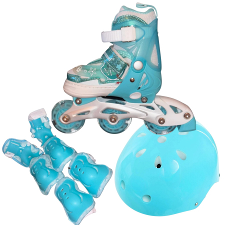 Role - Role copii 2 in 1, BW902, cu 3 roti cu lumini, masuri reglabile 27 - 30, bleu, XS