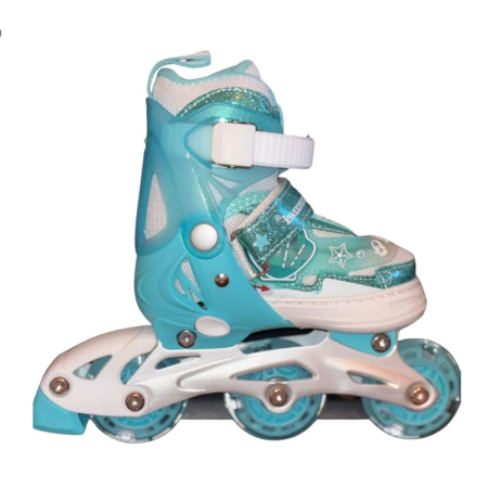 Role - Role copii 2 in 1, BW902, cu 3 roti cu lumini, masuri reglabile 27 - 30, bleu, XS