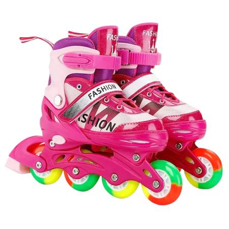 La plimbare - Role copii 802AT, reglabile S 30-34 cu roti LED, roz