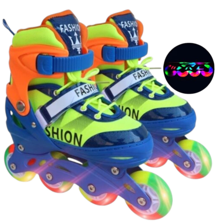 La plimbare - Role copii 802AT, reglabile S 30-34 cu roti LED, albastru
