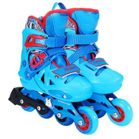 La plimbare - Role copii BW225, cu 4 roti cu lumini, masuri reglabile 31 - 34, albastru, S