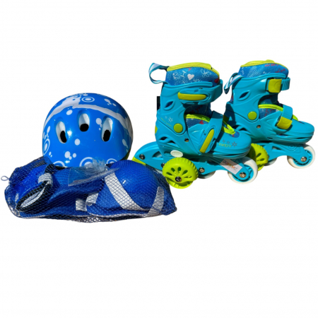 Role copii LW-R6BTS, 25 - 28 albastru S, cu roti ajutatoare, cu accesorii de protectie, masuri reglabile [2]