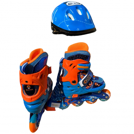 Role copii MY-918TDS, 31-34 albastru S, 4 roti, 3 in 1, cu accesorii de protectie, masuri reglabile [9]