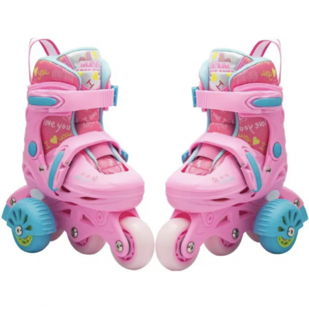 Role - Role copii LW-R6BTS, 29 - 32 roz M, cu roti ajutatoare, cu accesorii de protectie, masuri reglabile