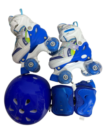Role - Role copii R01 cu 4 roti cu lumini, masuri reglabile 31 - 34, albastru, S