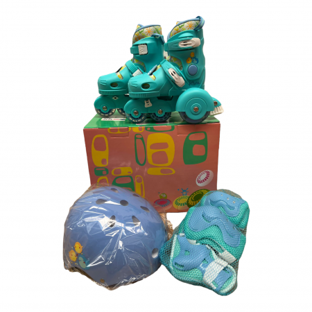 Role copii R06 cu casca, cotiere si genunchiere, masuri reglabile 26 - 33, albastru S [2]