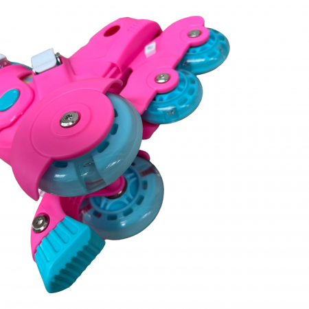 Role copii R06 cu casca, cotiere si genunchiere, masuri reglabile 26 - 33, roz S [6]