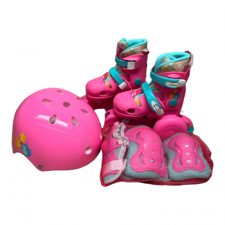 Role copii R06 cu casca, cotiere si genunchiere, masuri reglabile 26 - 33, roz S [11]