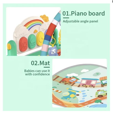 Saltea activitati bebe Baby Piano Fitness Rack verde – centru de joaca muzical [2]