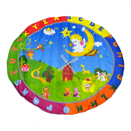 Covorase si saltele de joaca - Saltea de joaca pentru bebelusi, Animale in natura cu ingeras si alfabet, 94 cm