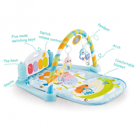 Saltea interactiva pentru gimnastica bebelusilor cu pian, vernil - Krista® [7]