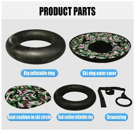 Sanie rotunda gonflabila, cu manere, pentru zapada, multiciolor [6]