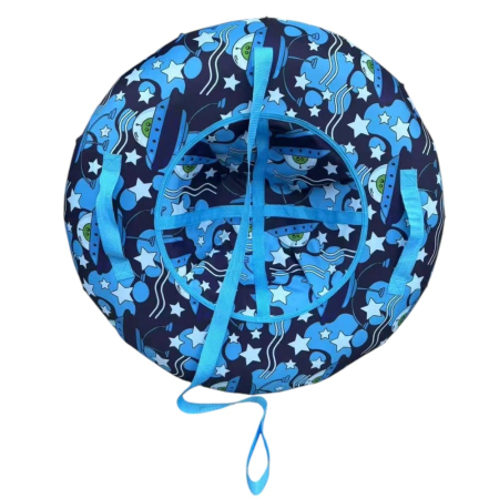 Iarna - Sanie rotunda gonflabila, cu manere, pentru zapada, albastru Space