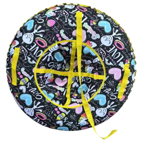 La plimbare - Sanie rotunda gonflabila, cu manere, pentru zapada, Love Girls