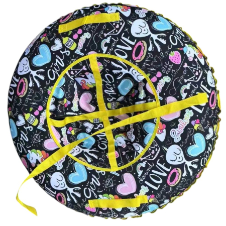 La plimbare - Sanie rotunda gonflabila, cu manere, pentru zapada, Love Girls