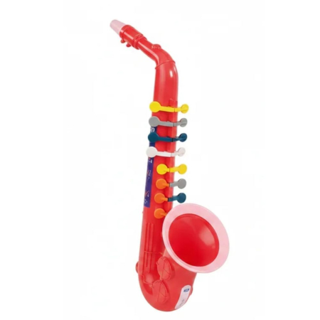 Jocuri si Jucarii - Saxofon De Jucarie Copii Cu Clape Colorate Si Sunete Muzicale 33 cm, Rosu