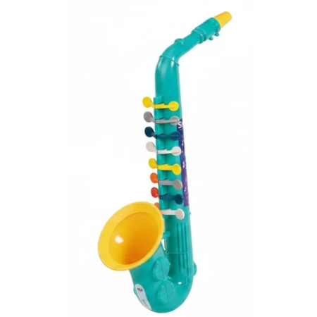 Jocuri si Jucarii - Saxofon De Jucarie Copii Cu Clape Colorate Si Sunete Muzicale 33 cm, Verde