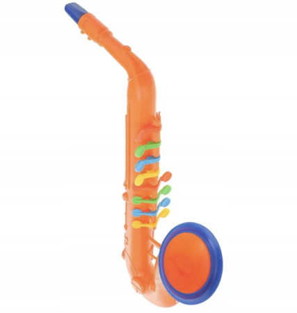 Jocuri si Jucarii - Saxofon De Jucarie, Portocaliu, Cu 8 Clape Colorate Musical Instruments 50.5 cm 3 Ani - Copie