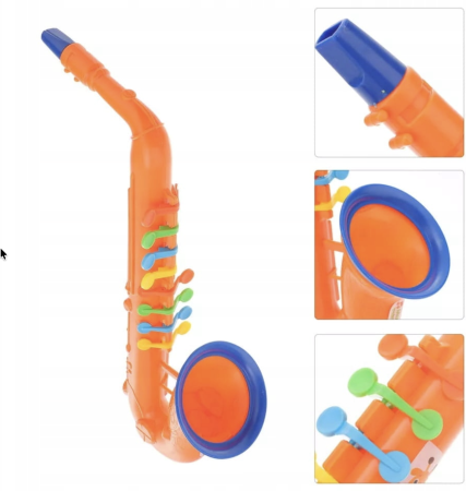 Saxofon De Jucarie, Portocaliu, Cu 8 Clape Colorate Musical Instruments 50.5 cm 3 Ani - Copie [3]