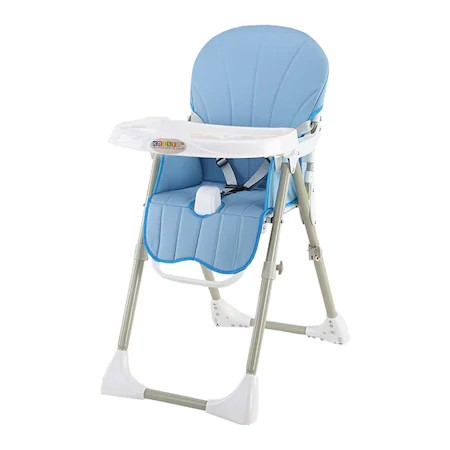 Scaun de masa pentru bebe, pliabil, reglabil pe inaltime, bleu cu alb 616 [0]