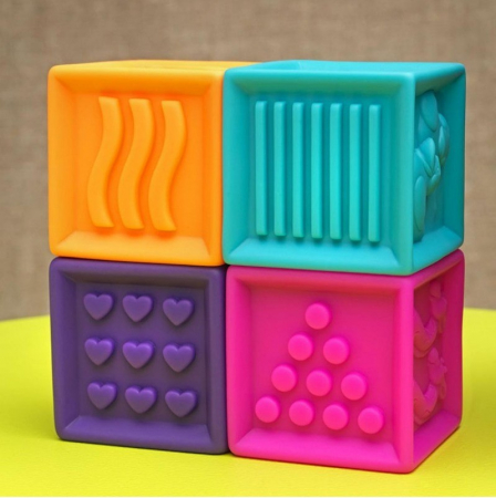 Set 10 cuburi silicon pentru bebelusi, cu texturi si cifre [4]