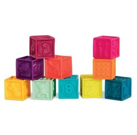 Set 10 cuburi silicon pentru bebelusi, cu texturi si cifre [1]