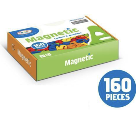 Jocuri si Jucarii - Set 160 piese magnetice, litere si numere, pentru invatare si joaca, 3 ani+