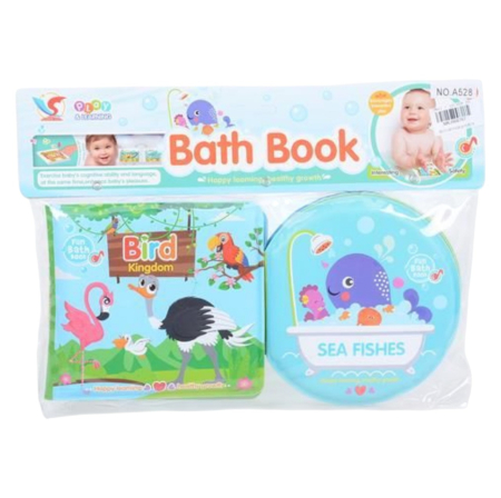 Jocuri si Jucarii - Set 2 carticele bebelusi pentru baie, moi si cu sunete, Animale Marine si Pasari