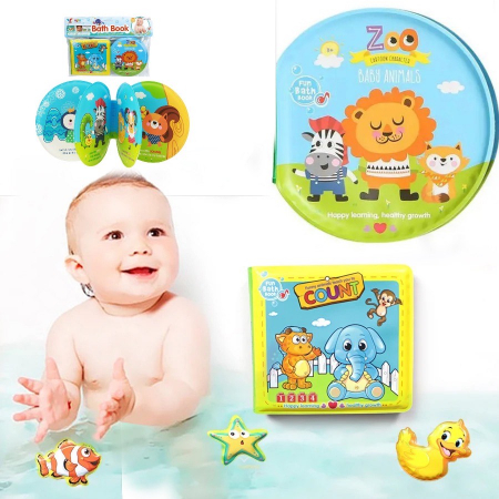 Set 2 carticele bebelusi pentru baie, moi si cu sunete, Zoo [6]