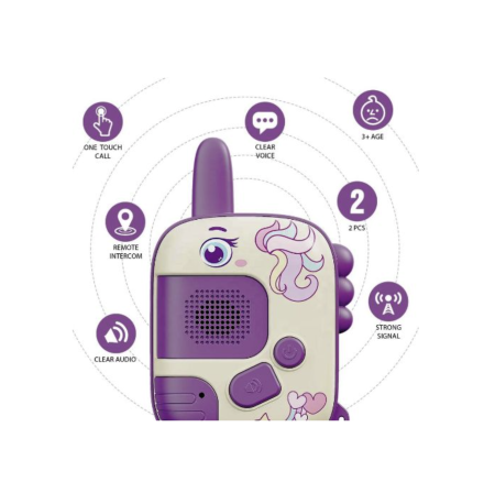 Set 2 statii Walkie-Talkie Unicorn pentru copii, roz si mov [4]