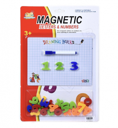 Table de scris pentru copii - Set 20 cifre si semne matematice, cu tablita magnetica si marker