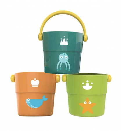 Jocuri si Jucarii - Set 3 Galetuse de stivuit interconectabile, bebe, 12 luni+, cu animale marine