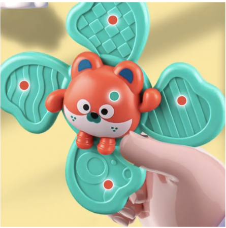 Set 3 jucarii senzoriale cu spinner si ventuza, Animalute, pentru bebelusi [5]