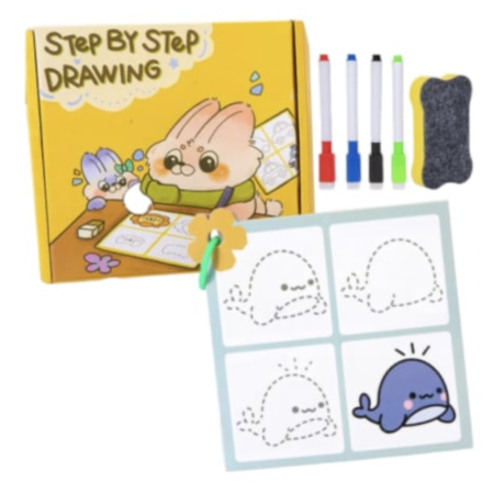 Articole pentru desen si pictura - Set 30 cartonase reutilizabile pentru desenat Pas cu Pas