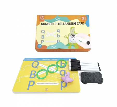 Jocuri si Jucarii - Set 26 cartonase reutilizabile pentru invatat scrierea alfabetului