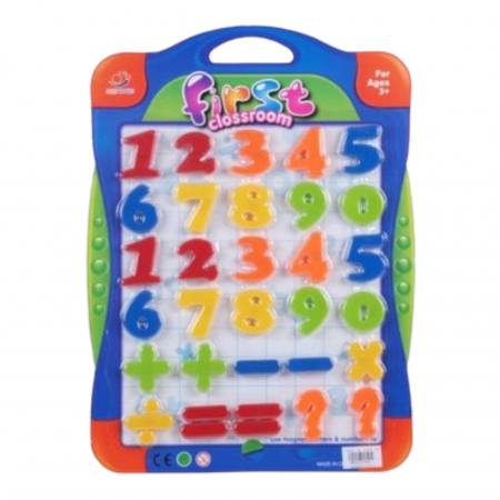 Table de scris pentru copii - Set 30 cifre si semne matematice magnetice, din plastic, 4 cm
