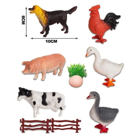 Figurine si personaje din desene animate - Set 10 Figurine Animale De Ferma Si Pasari My Farm Cu Gard Si Decor 33.5x19 cm 3 Ani