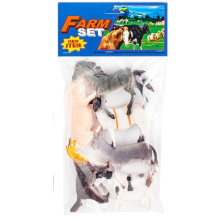 Figurine si personaje din desene animate - Set 6 Figurine Mari Animale De Ferma Farm Set Cal Vaca Caine Magar 16 cm 3 Ani