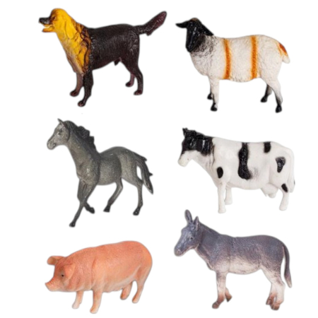 Set 6 Figurine Mari Animale De Ferma Farm Set Cal Vaca Caine Magar 16 cm 3 Ani [2]