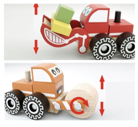 Set 4 Masinute Utilitare - Betoniera, Compactor, Excavator, Macara, din lemn [5]