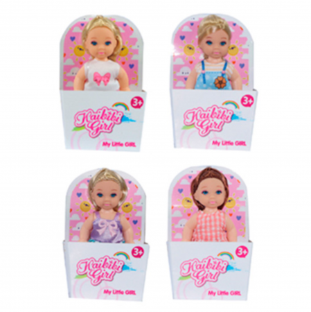 Papusi: bebelusi si personaje din desene animate - Set 4 papusi cu membre mobile My Little Girl, 7.5 cm