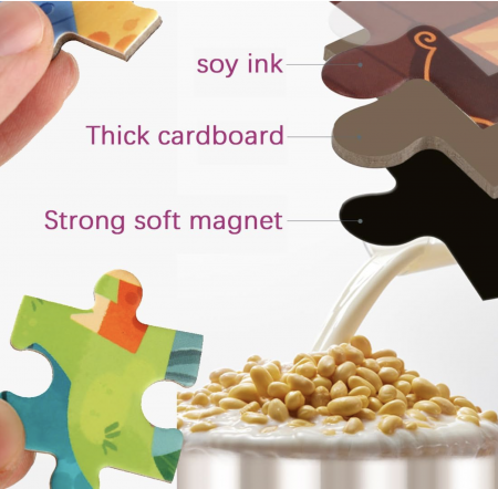 Set 4 puzzle-uri magnetice din lemn – animale, Montessori [2]