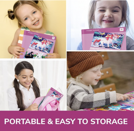 Set 4 puzzle-uri magnetice din lemn – animale, Montessori [4]