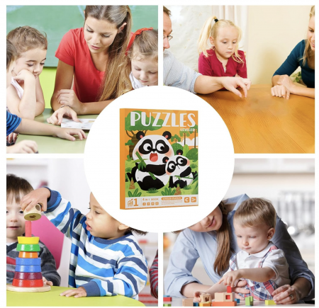 Set 4 puzzle-uri magnetice din lemn – animale salbatice, Montessori [5]
